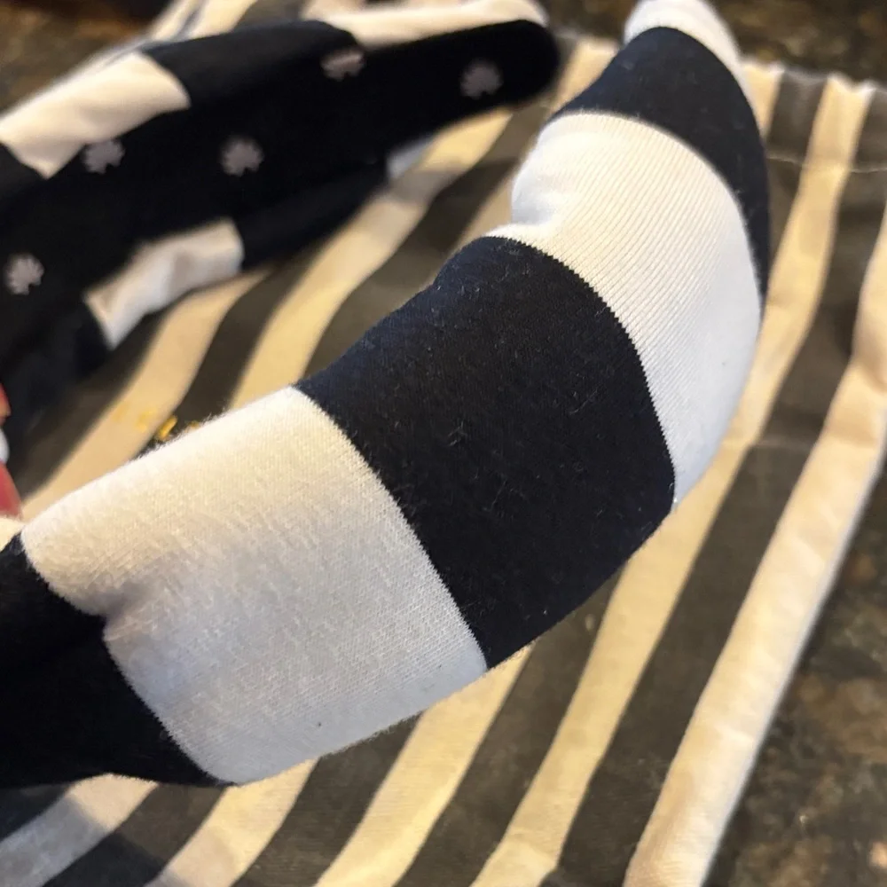 Lele Sadoughi Black and White Striped Padded Headband